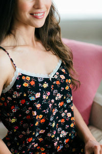 Flower Bomb | Chemise | Black Ditsy Floral