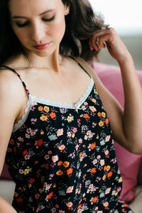 Flower Bomb | Chemise | Black Ditsy Floral